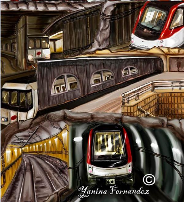 Pintura sobre el metro de Barcelona. /Foto: Yanina Fernández