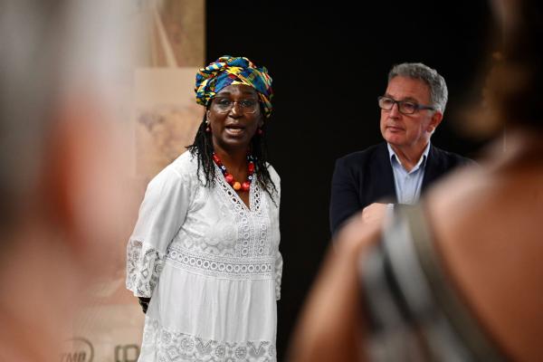 Bombo Ndir durant la inauguració. /Foto: PEP HERRERO (TMB)