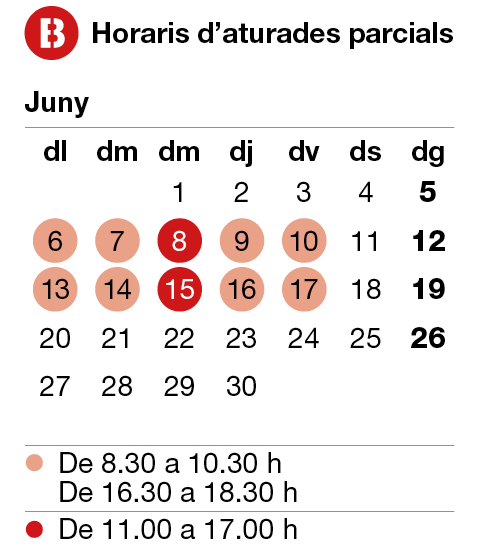 Calendari d'aturades a Autobusos de TMB
